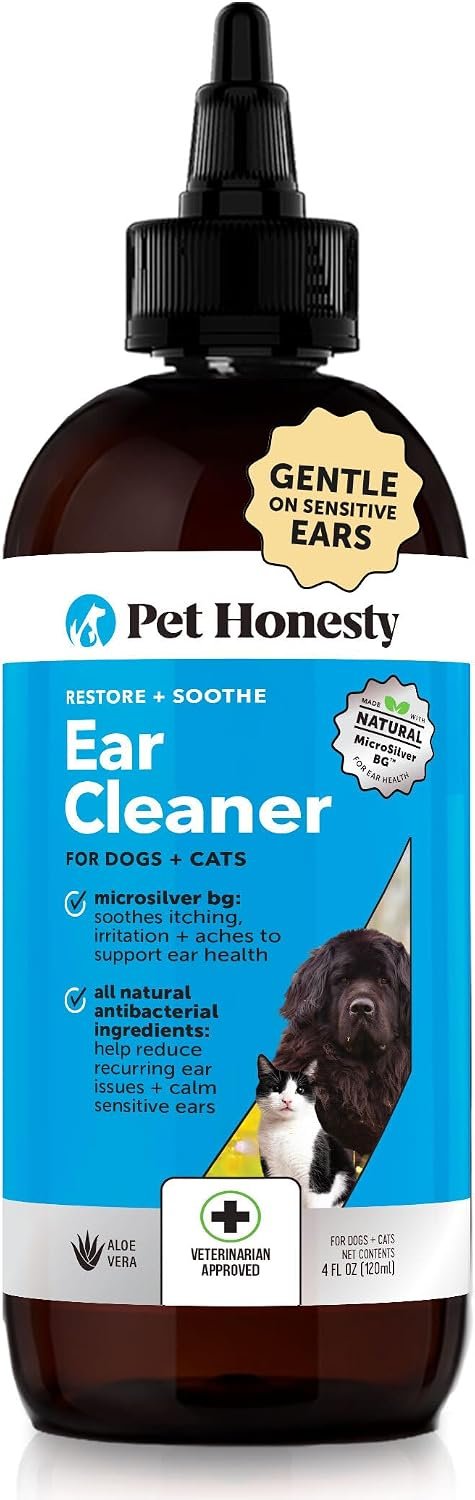 Restore + Soothe Ear Cleaner for Dogs & Cats – Gentle Dog Ear Cleaning Solution with Aloe Vera – Soothes Itching Ears, Irritation, + Aches, Supports Ear Health – Vet Recommended Pet Ear Cleaner – 4oz