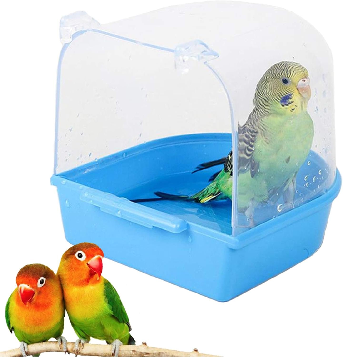kathson Parrot Bath Box Bird Cage Accessory Supplies Bathing Tub Bath for Parakeet Pet Brids Canary Budgies Parrot (Random Color)