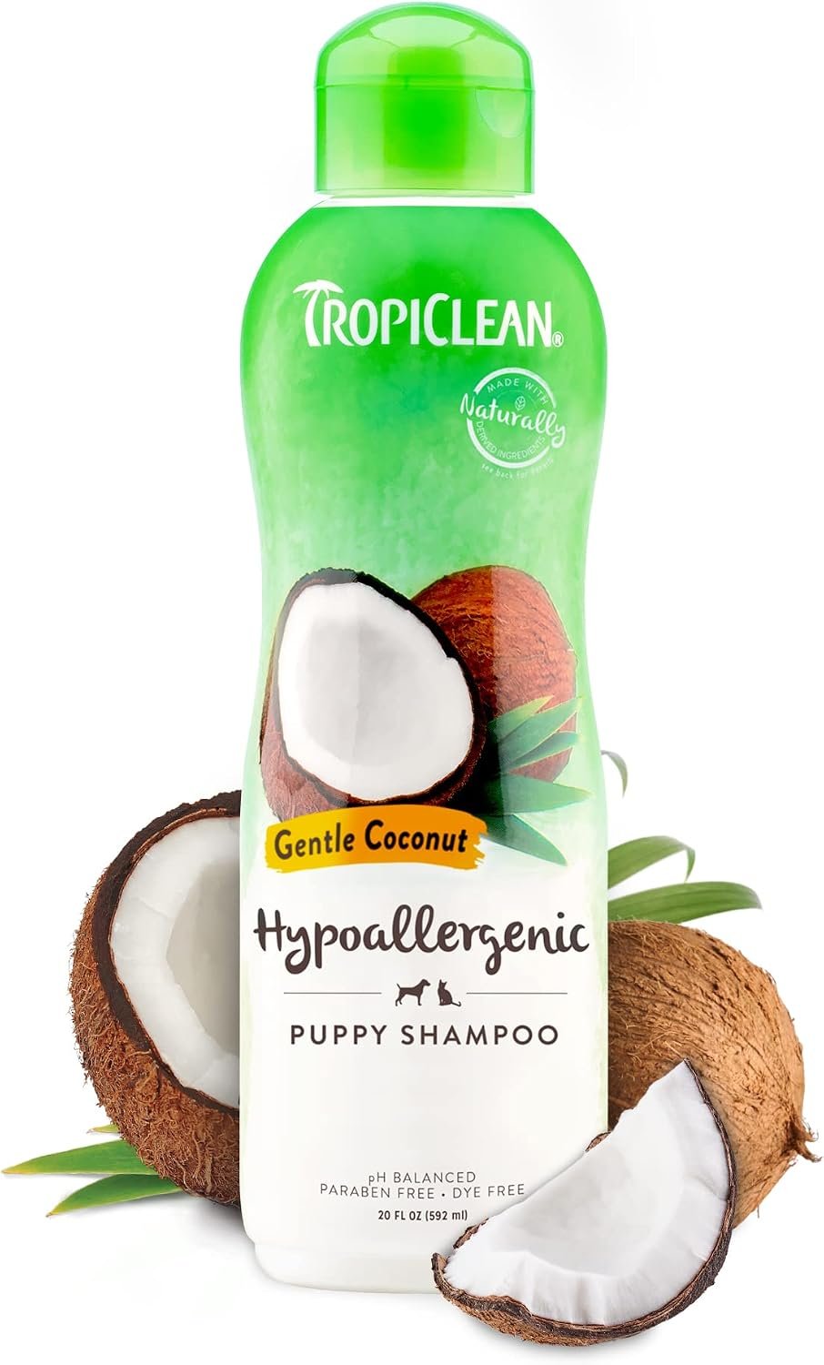 TropiClean Gentle Puppy Shampoo, Sensitive Skin, Coconut Scent, 20oz | For Allergies & Sensitive Skin | Gentle Coconut Scent | Safe for Cats & Kittens | Made in USA