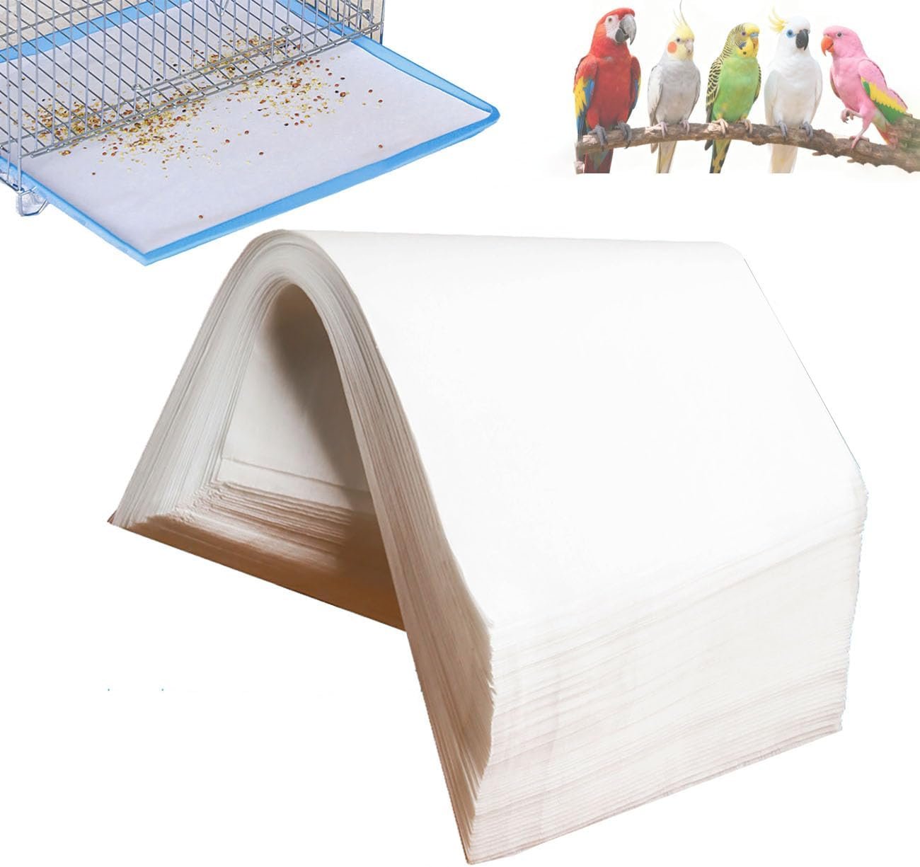 Bird Cage Liners-100PCS-11” X 20”Disposable Non-WovenBird Cage Tray Liners, Disposable Sheets for Birds,Cages Accessories for Pet Bird Parrot
