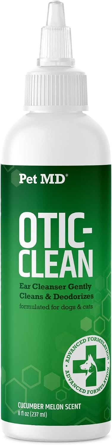 Pet MD Otic Ear Solution for Dogs & Cats – Cucumber Melon Scent – 8oz | Dog and Cat Ear Cleaner to Help Reduce Wax & Build Up – Cleans and Deodorizes by Flushing Debris