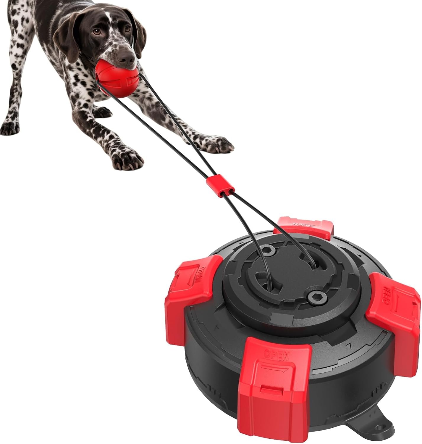 Tri-San Suction Cup Dog Tug Toy Steel Core Interactive Tough Chew Toy for Medium Large Dogs