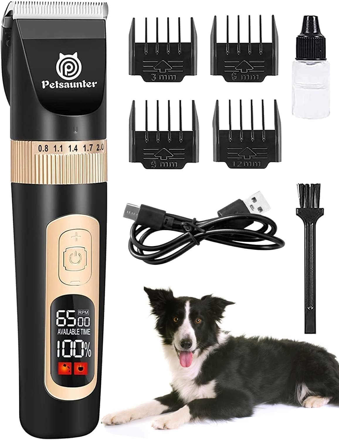Petsaunter Dog Clippers for Grooming, 4-Speed & LCD, TypeC(C95)