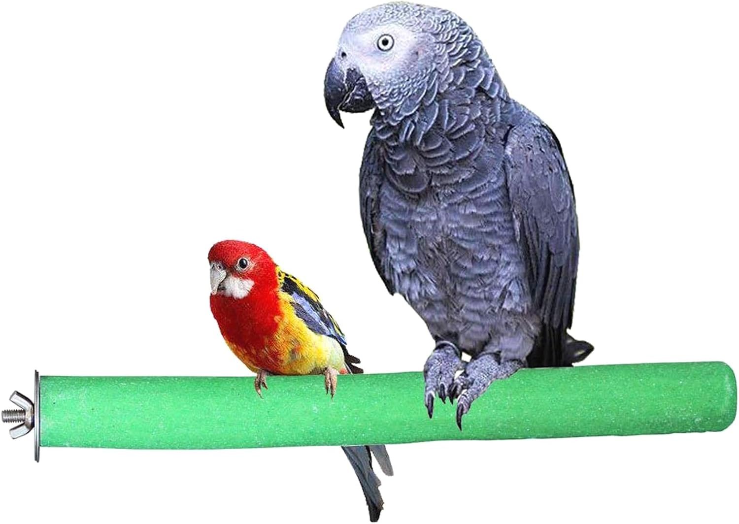 Bird Perch Rough-surfaced Nature Wood Stand Toy Branch for Parrots | Natural Quartz Sand Perch for Grinding Nails Trimming Macaw Congo African Gray Amazon Cockatoo Easy Install Cage Accessories