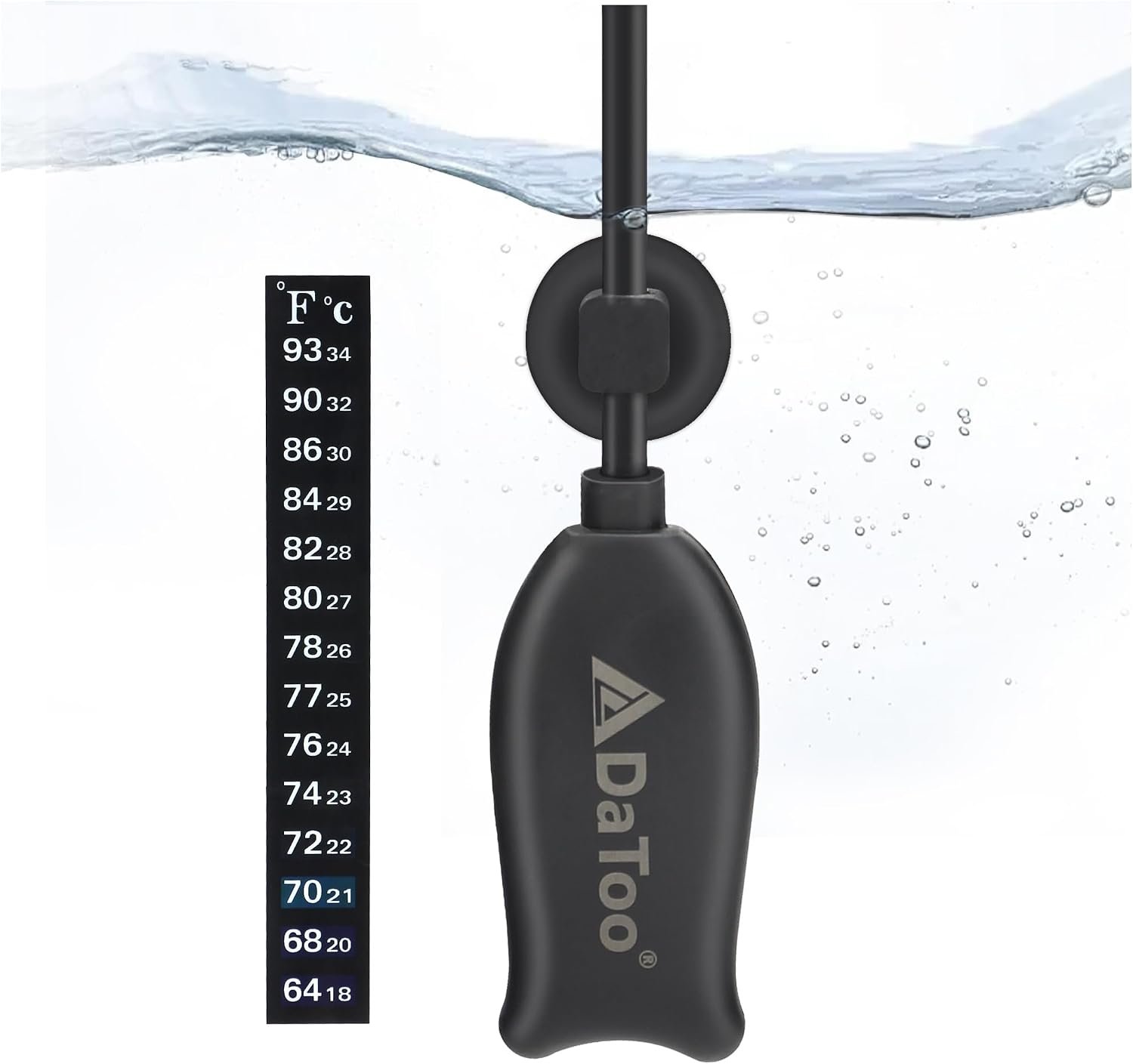 DaToo Super Mini Aquarium Heater 6 Watts Small Fish Tank Flat Heater 6W with Free Thermometer Strip Submersible Slim Betta Heater for Up to 2 Gallon Desktop Aquariums