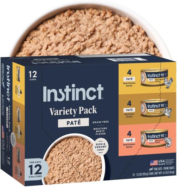 Instinct Pate Entrees, Wet Cat Food, Variety Pack, 5.5 oz. (12 Count)