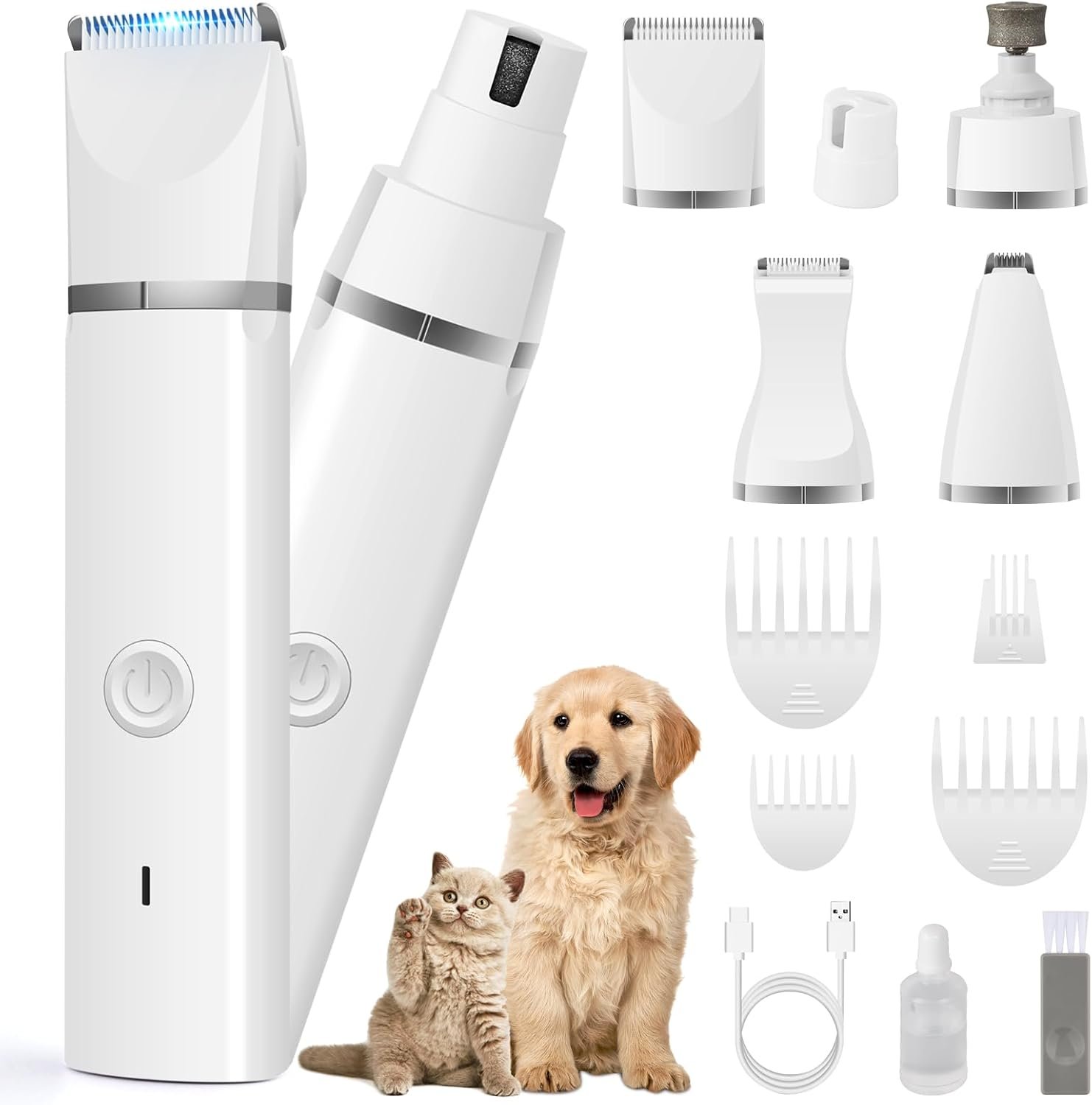 Veeconn 4 in 1 Dog Clippers Grooming Kit with Paw Hair Trimmer for Cat Pet
