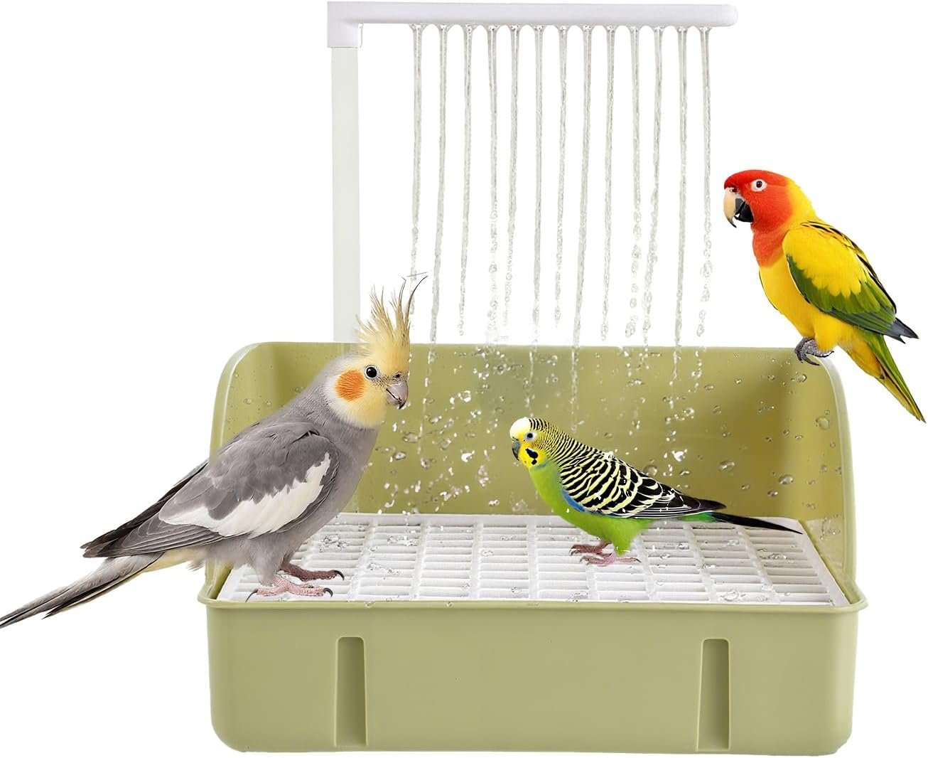 Bird Bath, Automatic Parrot Shower Bath with Pump, Birds Shower Bathtub with Running Water, Birdcage, Medium Birds Parakeets Budgies Cockatiels Conures Finches Lovebirds