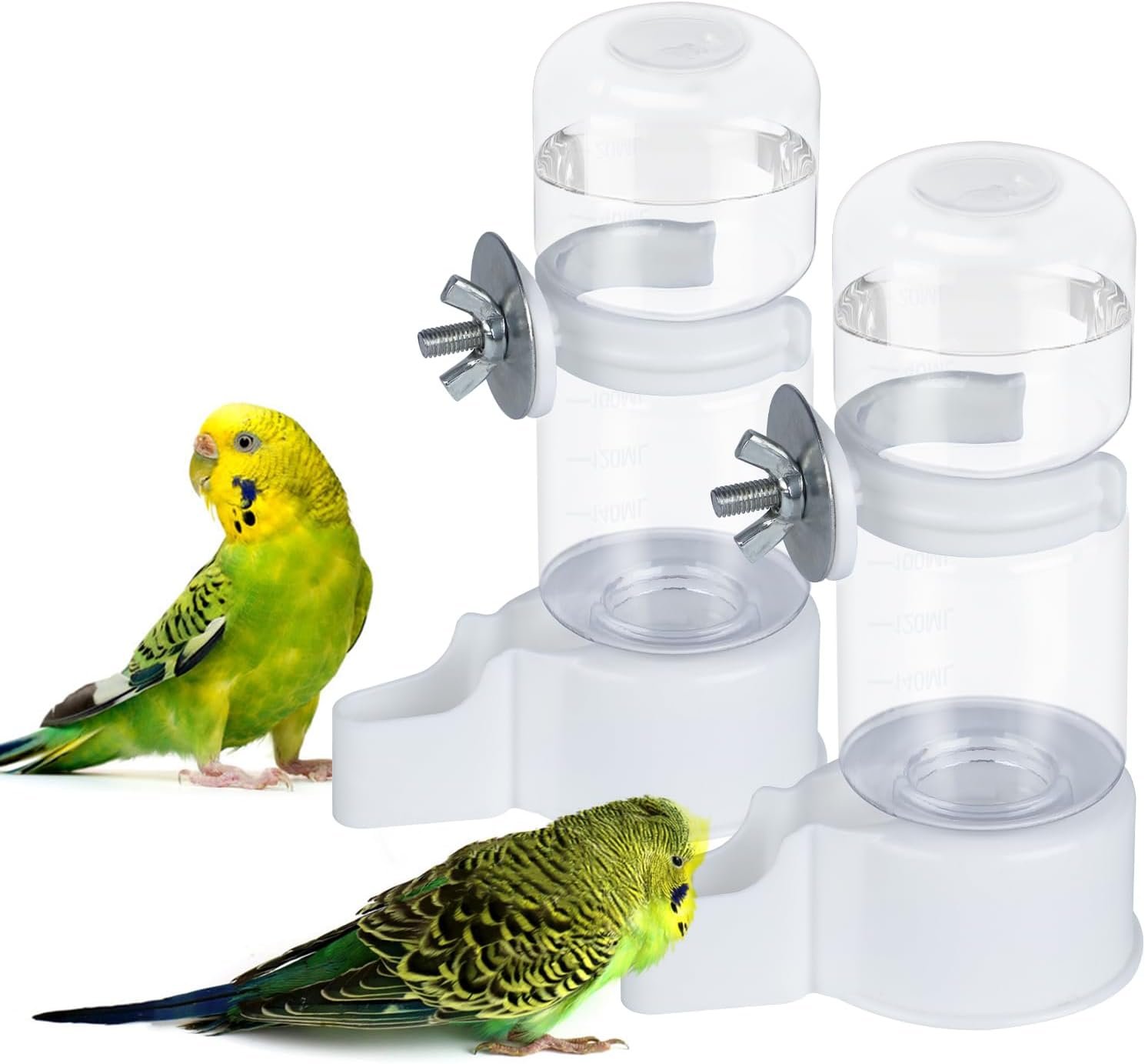 2 Pack Automatic Bird Cage Water Dispenser, 4.73 oz Parakeet Water Feeder