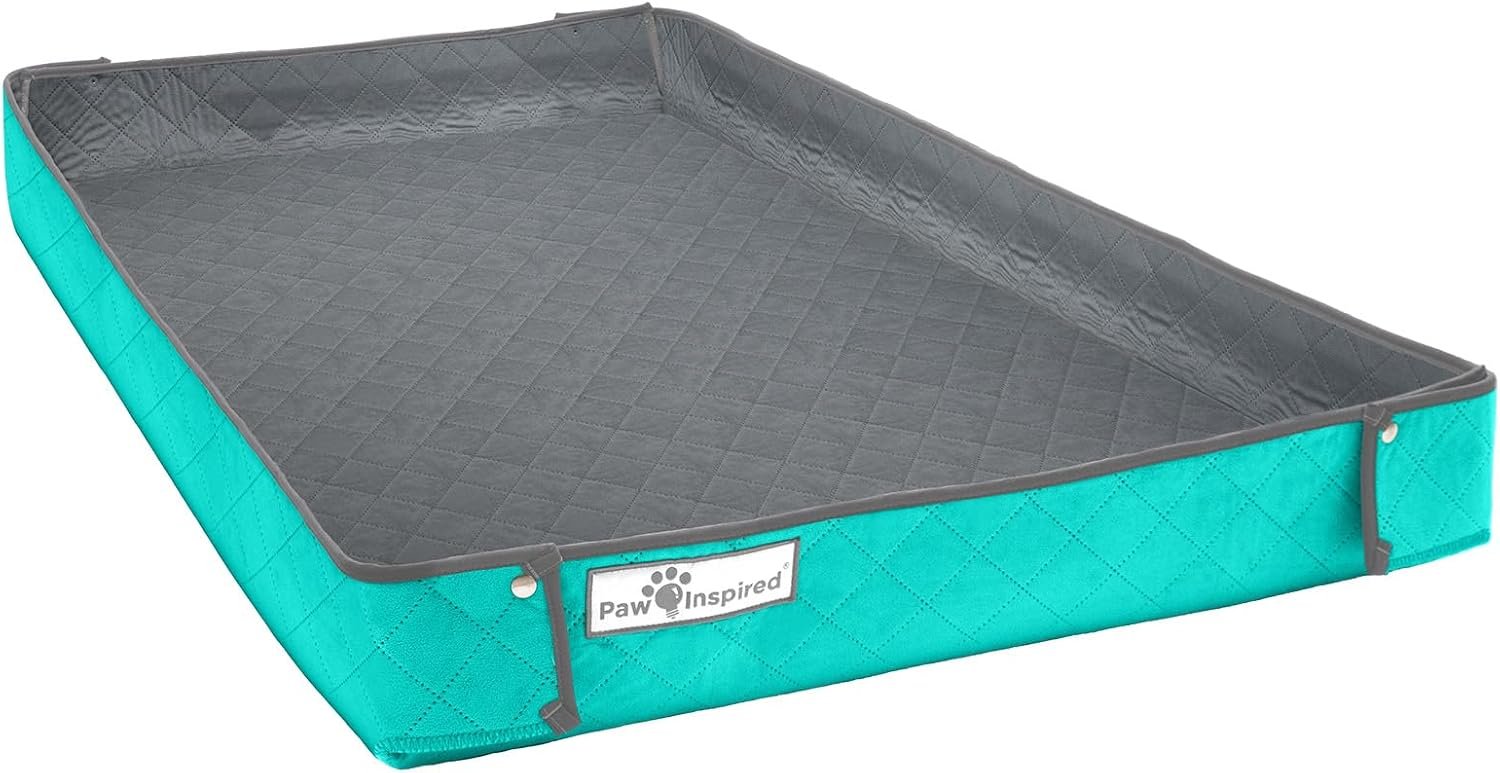 Paw Inspired Reversible Critter Box Raised Sides Liner, Midwest, Gray/Green | Washable Fleece Cage Bedding for Guinea Pigs Rabbits, Hamsters, Small Animals, Edge Protected Pee Pads