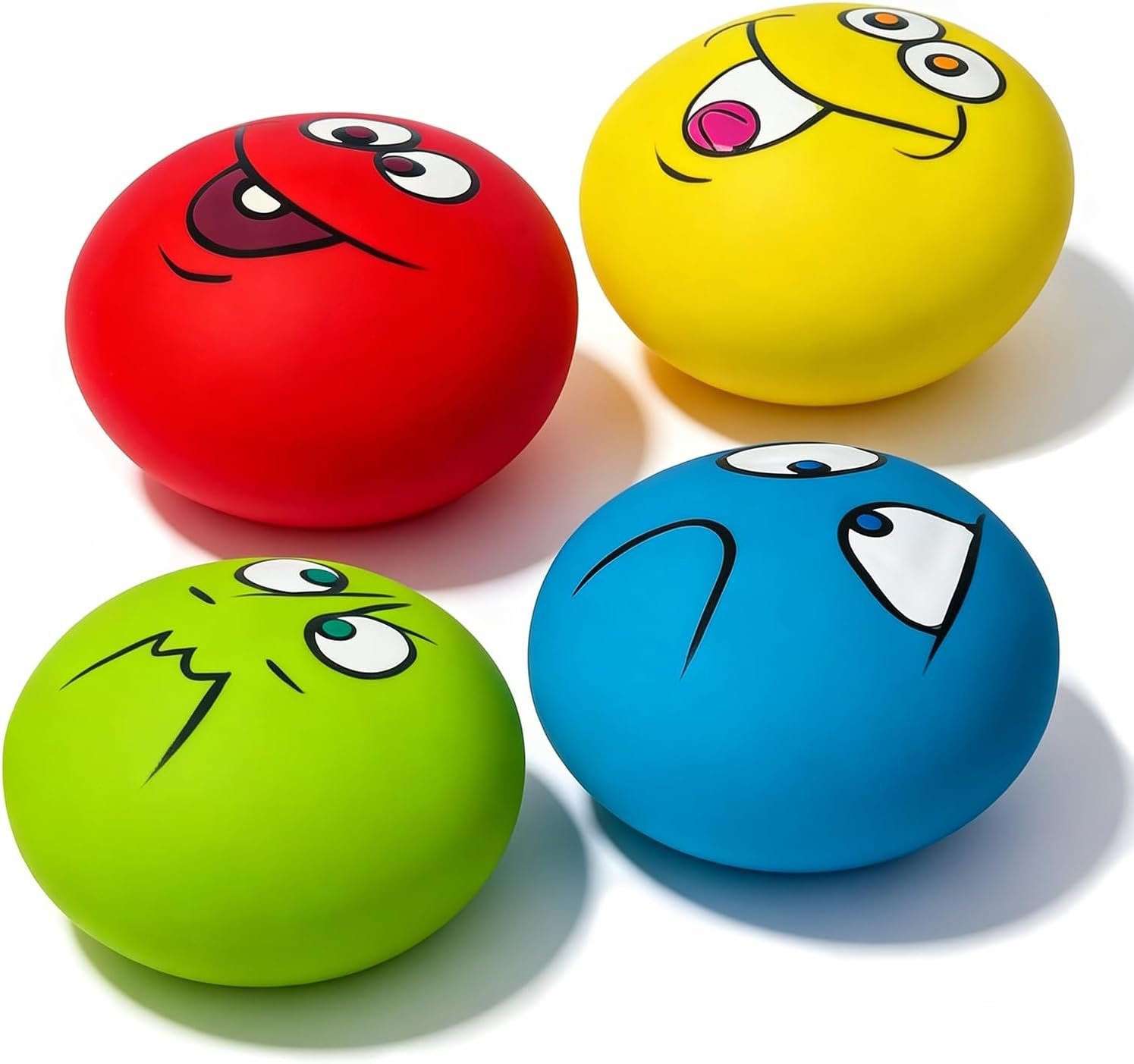 Squeaky Dog Toys for Small Dogs, Mini Breeds, 2.2″ Flat Latex Ball | 2.2″*2.2″*1.3″, Flat Squeak Dog Balls 4pcs, Small Puppy Toy with Squeaker, Soft Rubber Dog Squeaky Toys for Indoor, Outdoor
