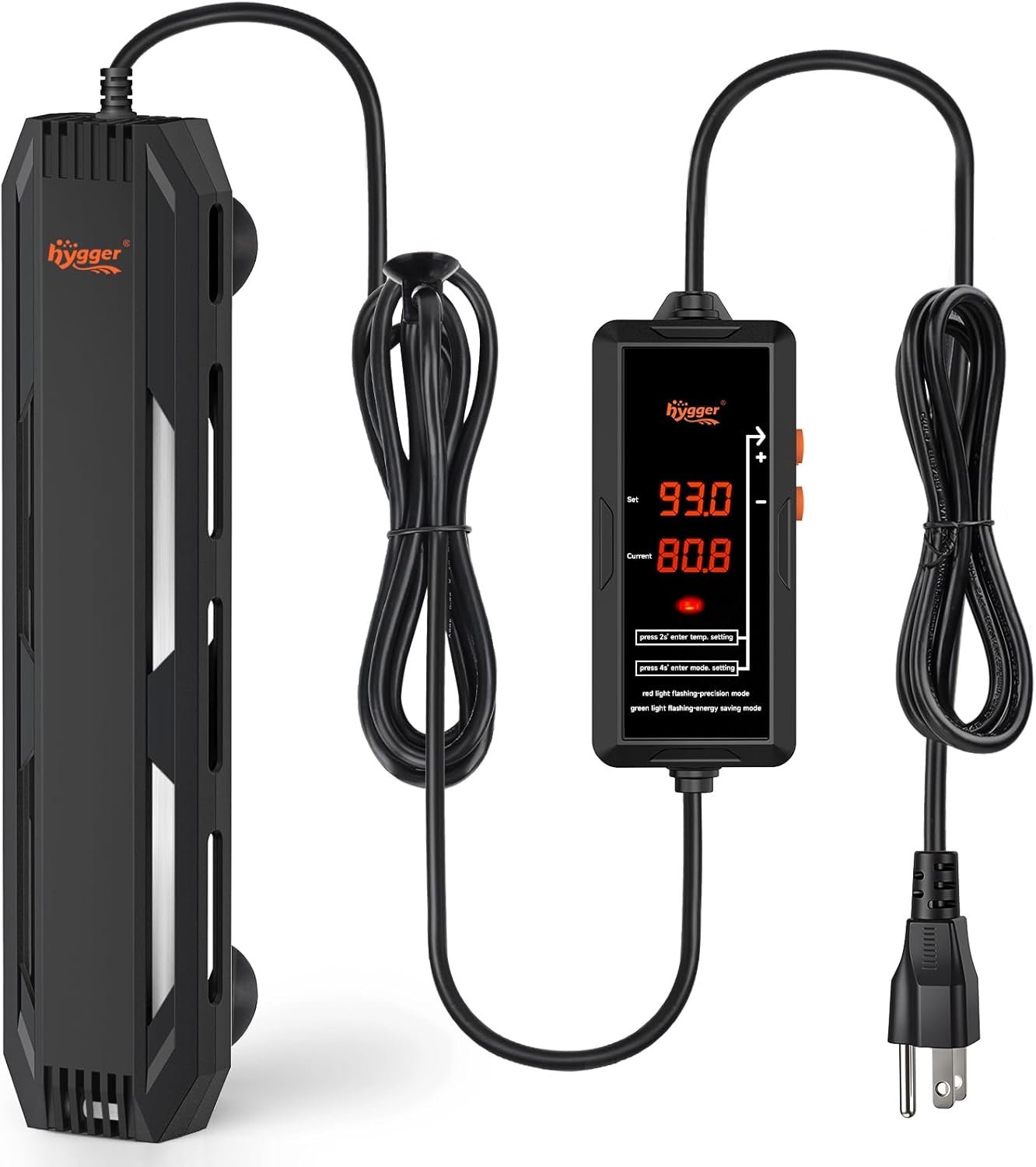 hygger Aquarium Heater, 300W/500W/800W/1000W Submersible Fish Tank Heater with Temperature Controller, Over-Temperature Off-Water Protection Alarm for Saltwater Freshwater (1000W, 100-240 Gallon)