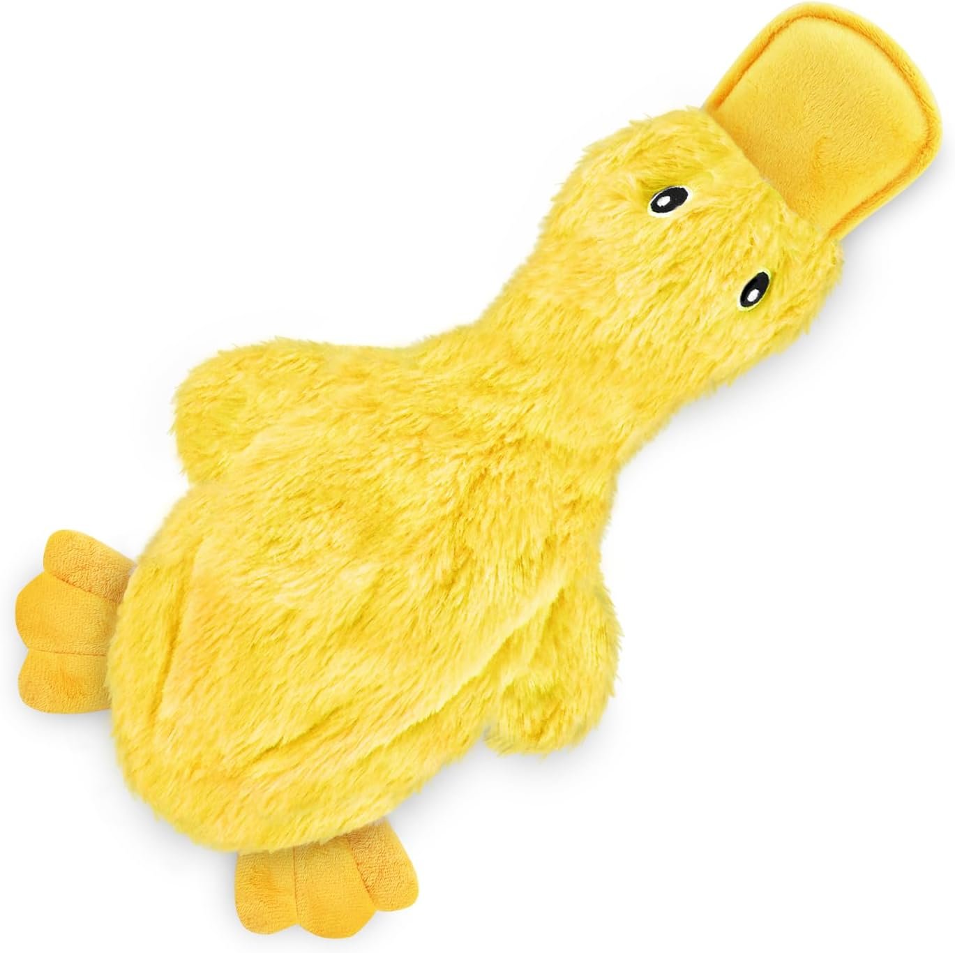 Best Pet Supplies Interactive Squeaky Dog Toy – Crinkle Duck, Yellow | Stuffing Free Body, Soft, Squeaks & Crinkles, No Mess, Perfect for Moderate Chewers, Toss and Fetch Play