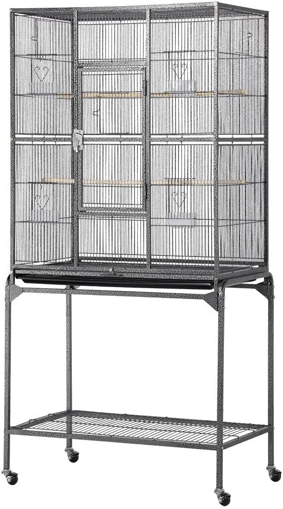 Yaheetech 63” Detachable Parrot Cage for Cockatiel Sun Parakeet Green Cheek Conure Lovebird Budgie Finch Bird Cage with Stand