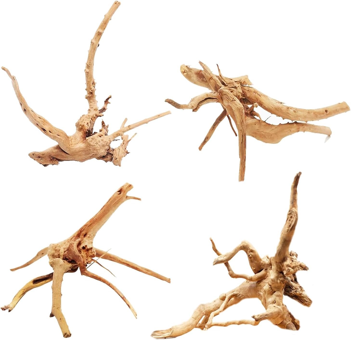 Tfwadmx Aquarium Driftwood Natural Wood 4”-7” Reptile Branch Fish Tank Tree Plant Stump Ornament Decor 4 PCS