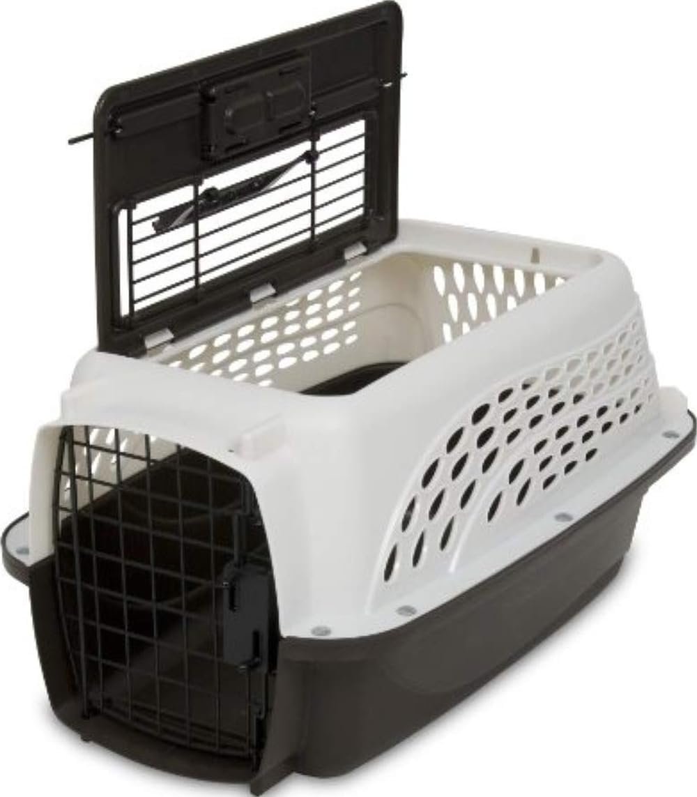 Petmate Two Door Plastic Pet Kennel for Small Dogs and Cats, 19in, White