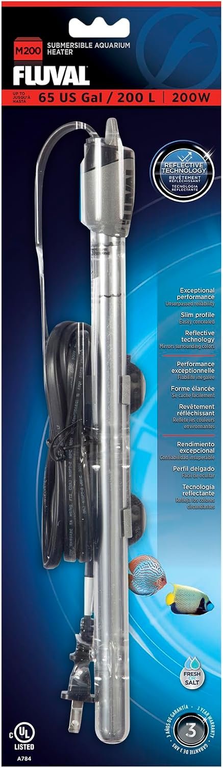 Fluval M 200-Watt Submersible Aquarium Heater – High-Performance, Compact Heating with Mirror Technology for Fresh & Saltwater Tanks
