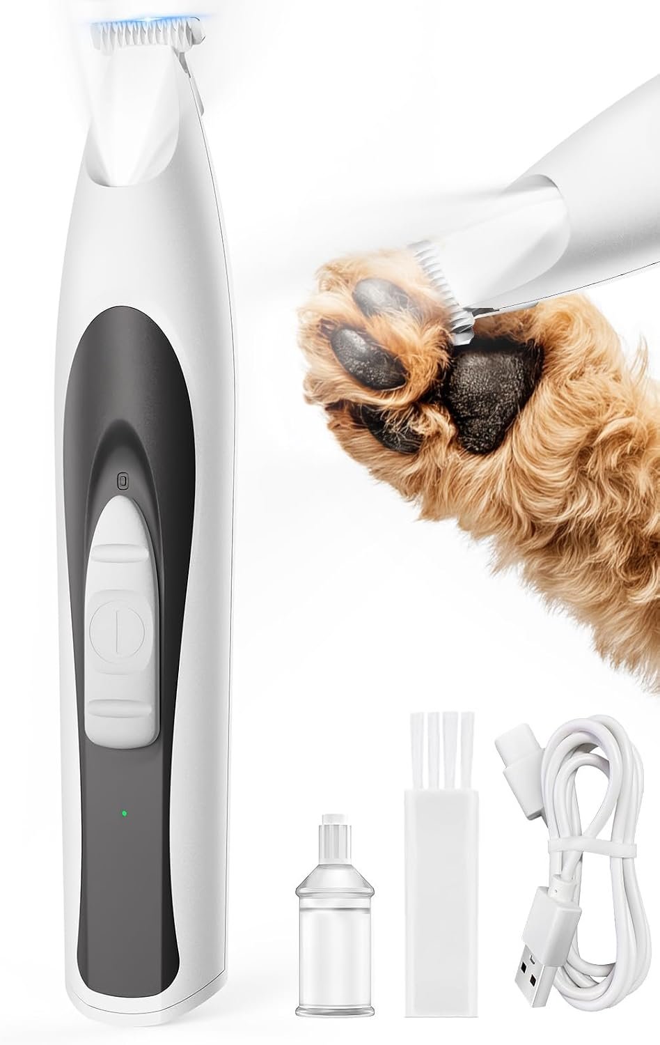 oneisall Low-Noise Dog Paw Trimmer with LED Light | 35dB Quiet, 0.8inch Safe Blade for Paws, Ears, Face & Rump, Cordless, Pet Paw Grooming Clippers for Dogs & Cats