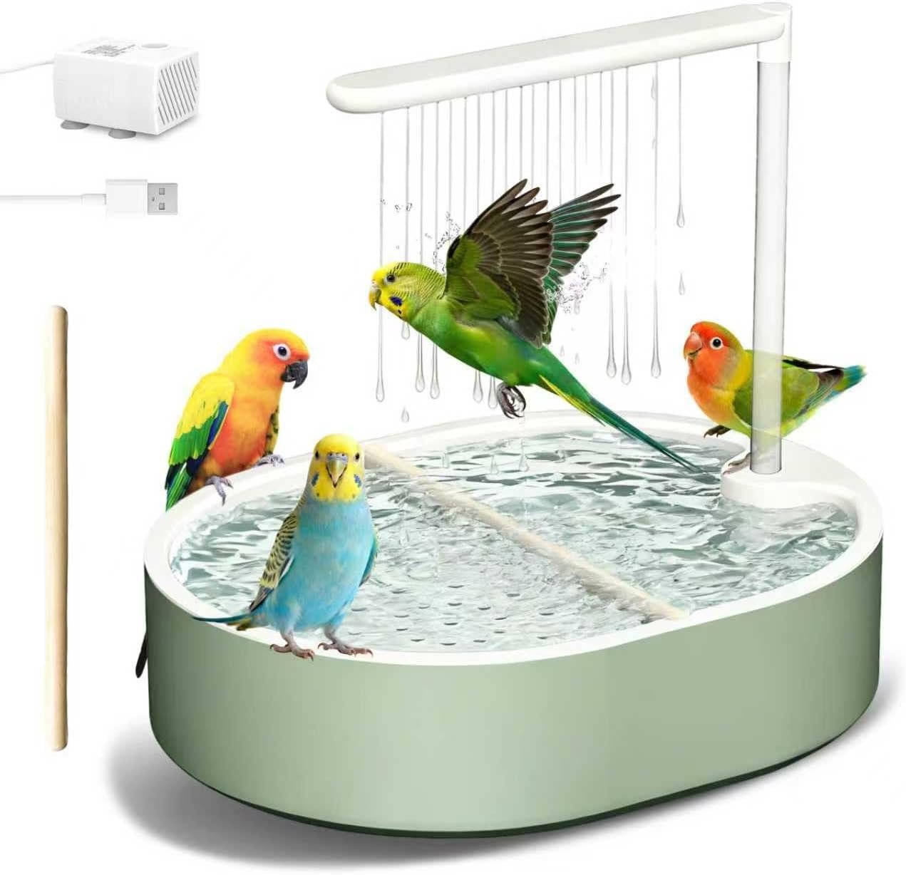 Bird Bath, Parrot Bathtub, Automatic Parrot Shower Bath with Pump