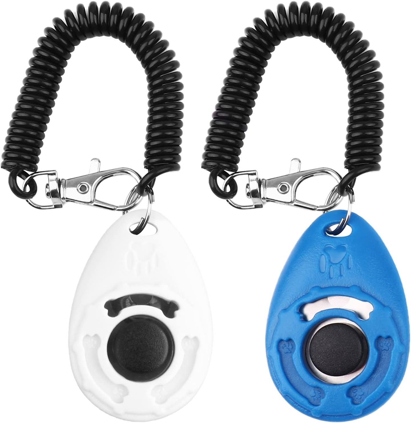 Dog Training Clicker with Wrist Strap – OYEFLY Durable Lightweight Easy to Use, Pet Training Clicker for Cats Puppy Birds Horses. Perfect for Behavioral Training 2-Pack (Blue and White)