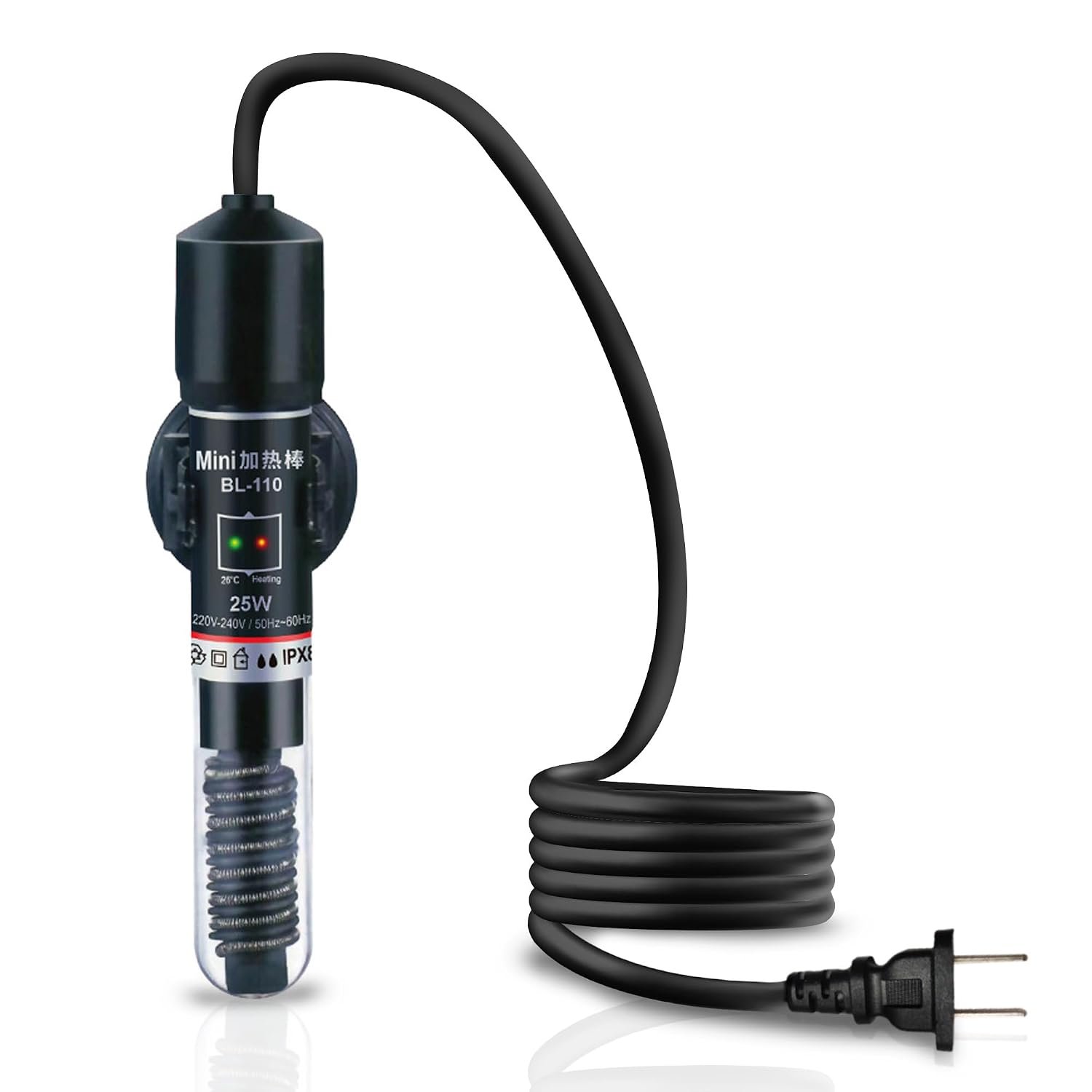 JOR Submersible Betta Heater with Sticker Thermometer for Aquarium & Frog Terrarium, Homebrewing, Aquaponics & Seed Germination (25 Watts)