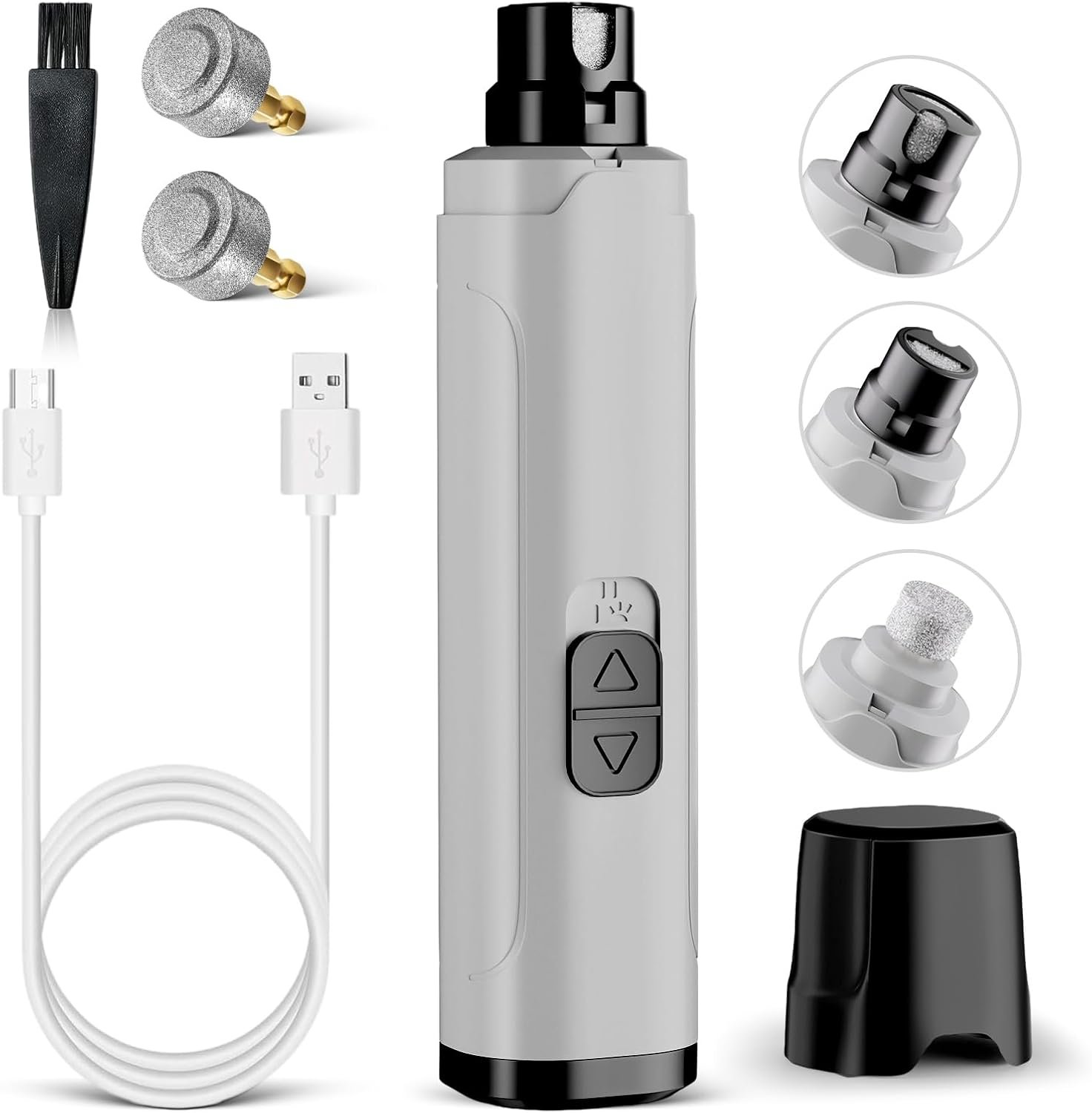 YGGDRA Dog Nail Grinder Upgraded – Professional 2-Speed Super Quiet and Low Vibration Electric Pet Nail Grinder with LED Lights – Painless Paws Grooming & Smoothing for Small to Large Dogs
