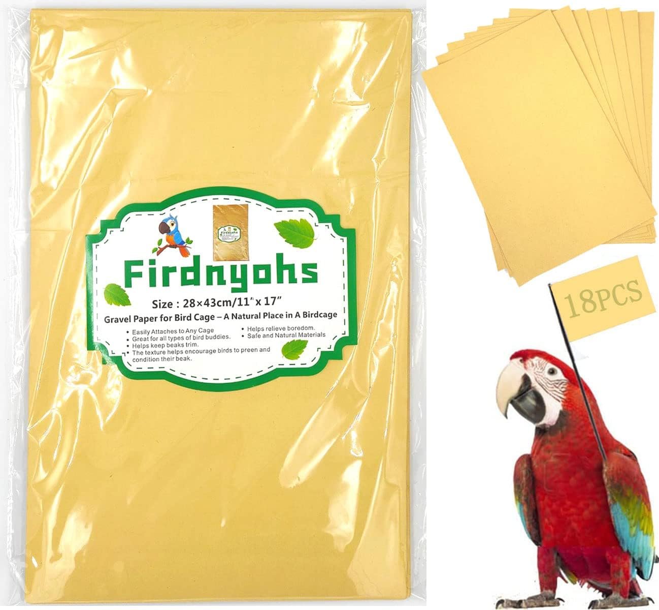Firdnyohs 20PCS Gravel Paper for Bird Cage,11×17 Inch Bird cage Liner Gravel Paper Special for Bird Cage in sea Sand-Great for Hard-Billed Birds Safe& Clean & Easy for Improved Digestion…