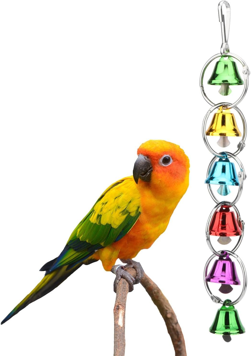 Hypeety Colorful Bird Bell Toys Parakeet Cage Hanging Chew Bells for Parrot | Bright colorful bells, chewable, safe materials, fits most cages, easy to hang, reduces boredom, for small parakeets, 6 bells