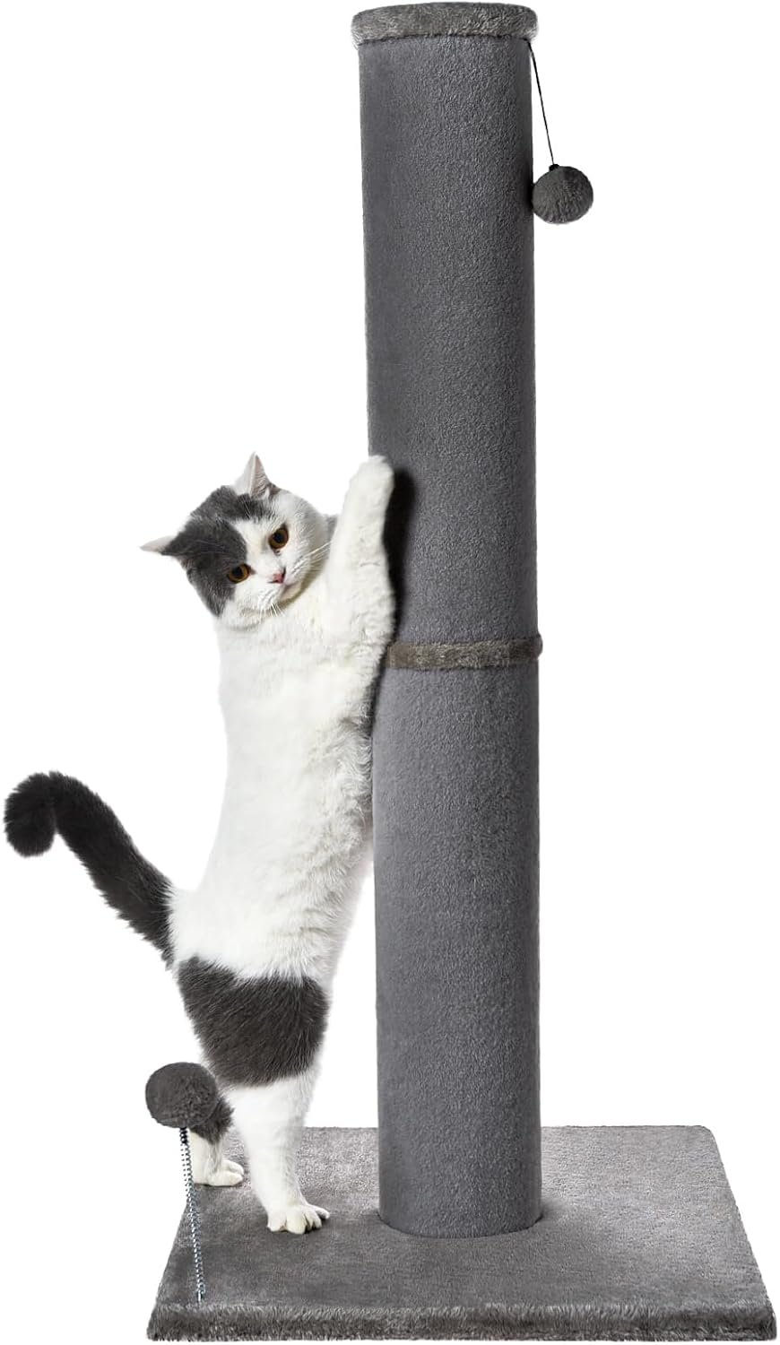 Cat Craft 41″ Tall Short Plush Cat Scratching Post for Indoor Cats, Gray