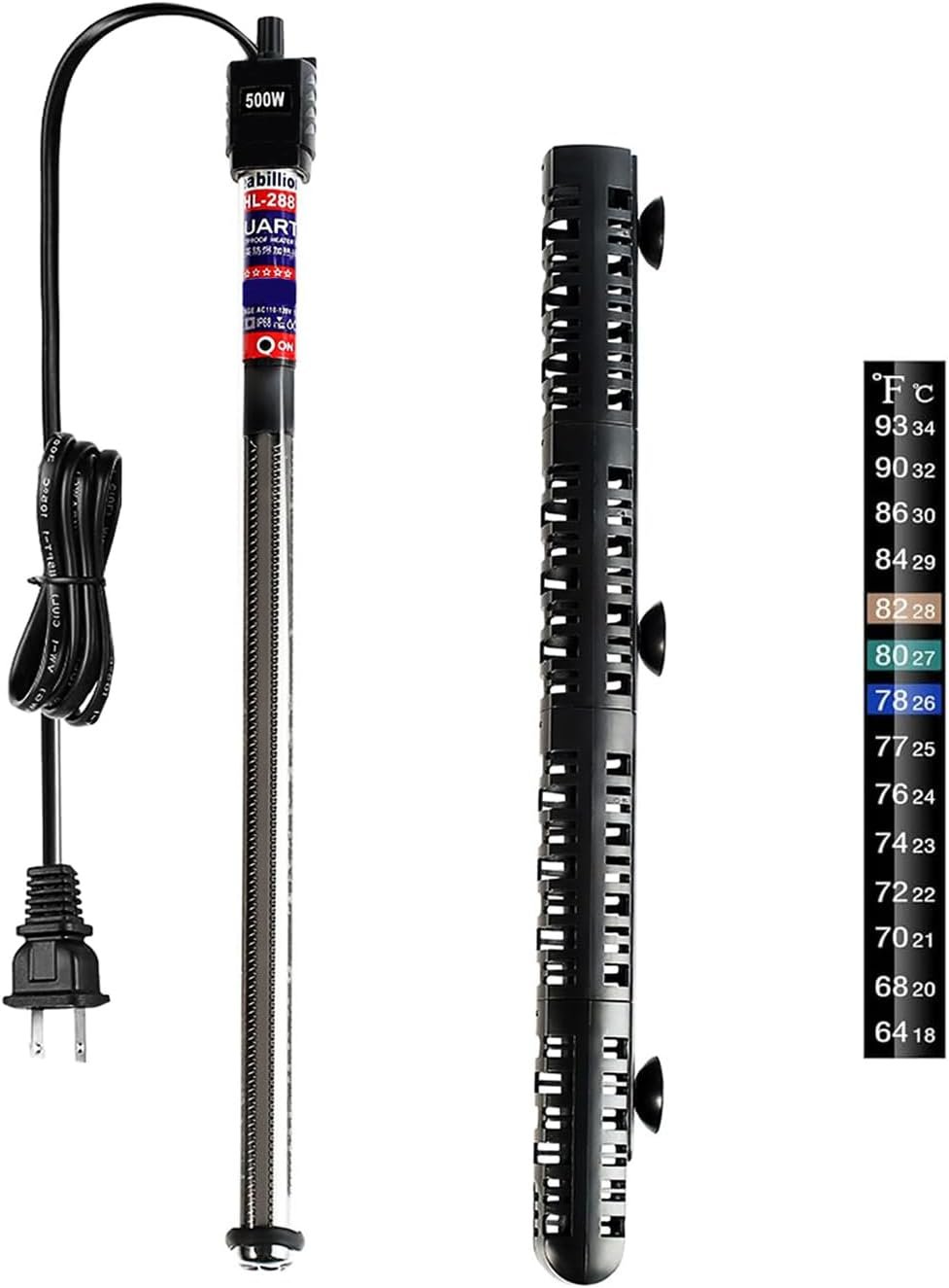 SOYON Aquarium Heater 500 Watt, Fish Tank Heater with Adjustable Temperature 55 Gallon 75 Gallon to 100 Gallon Submersible Water Heater