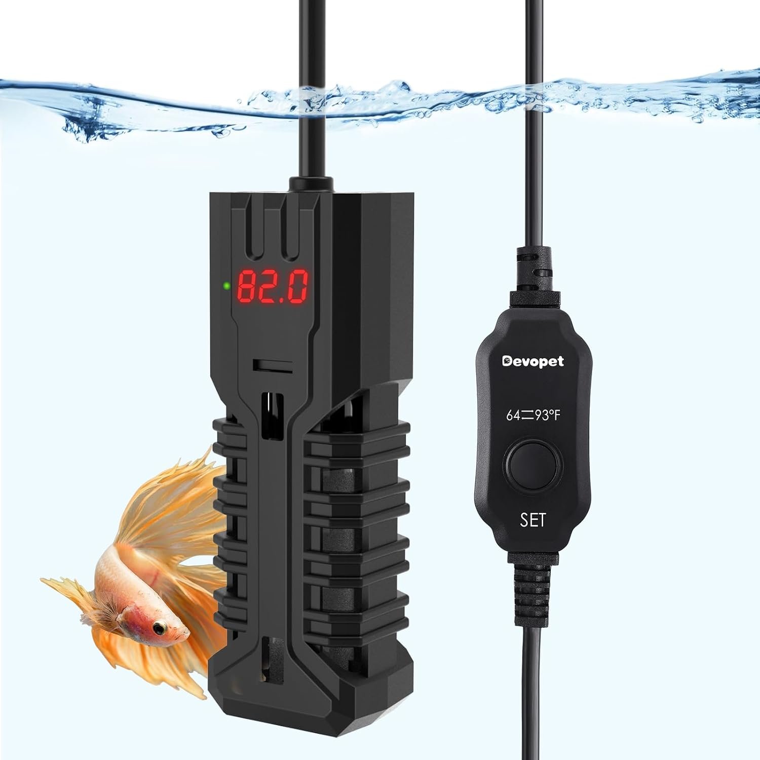 50W Aquarium Heater, Adjustable Small Fish Tank Heater, with Digital Display, Overheat Protection & Dry Run Protection, for 5-10 Gallon Water