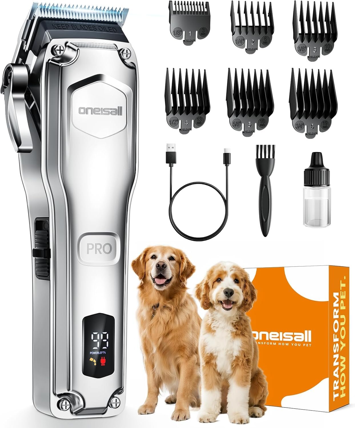 oneisall PC18 Dog Clippers for Grooming for Thick Coat