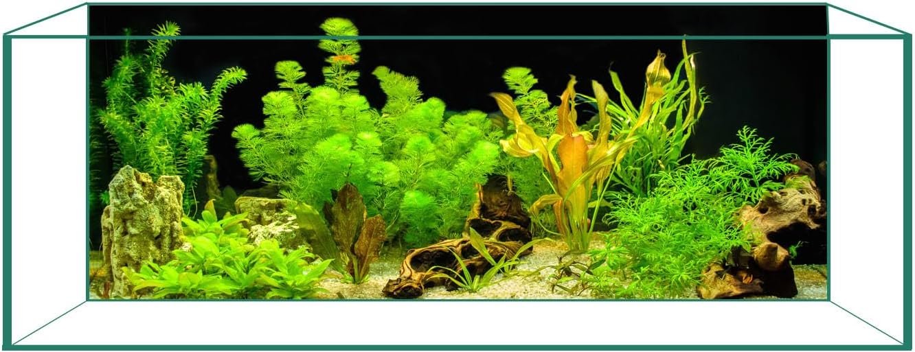 Aquarium Background Film, Static Cling Glue-Free Green Plants 11.8″H×23.6″W