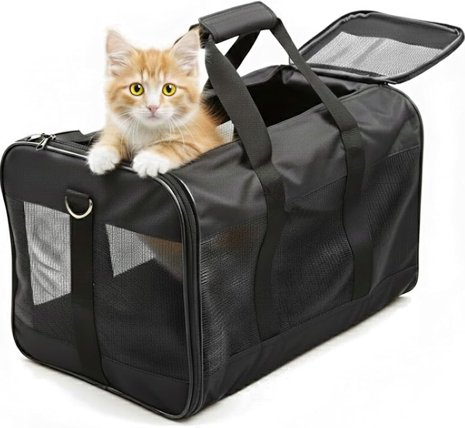 Simple Deluxe Airline-Approved Cat Carrier, 17″ x 12″ x 12″, Soft-Sided Pet Carrier for Cats up to 17 lbs, Durable & Collapsible Travel Carrier, Black