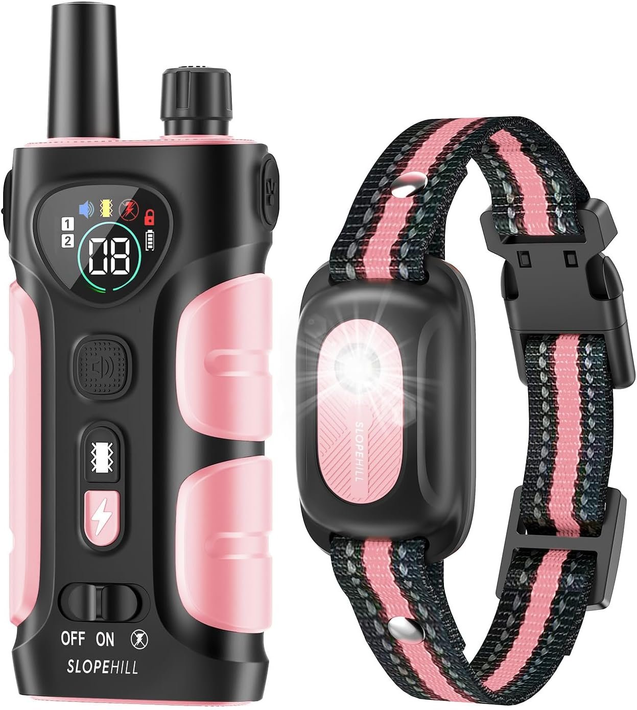 SLOPEHILL Dog Shock Collar,4200FT Dog Training Collar with Remote,Pink | IP68 Waterproof e Collar with Beep,Vibration,Safe Shock,Light,No Shock Mode,Shock Collar for Small Medium Large Dog 8-140lbs