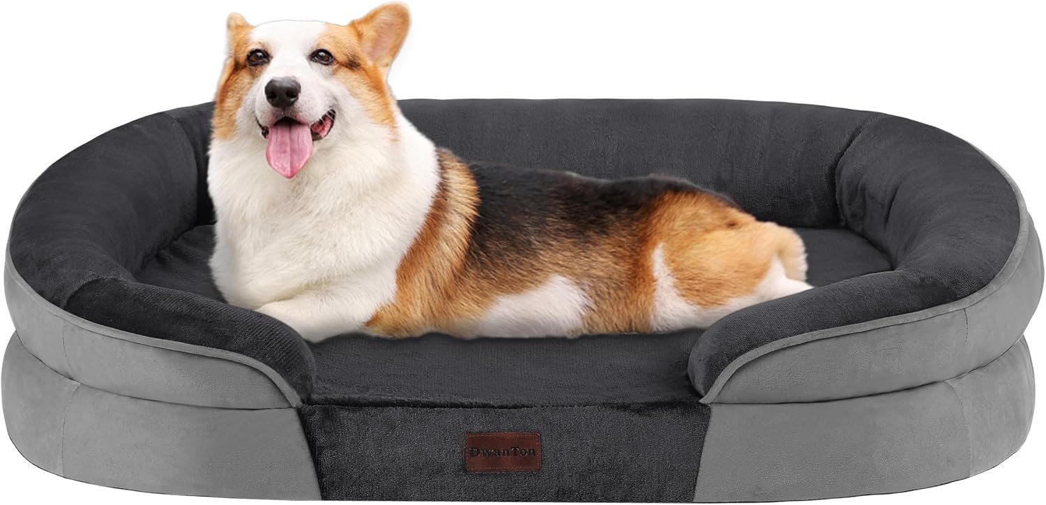Dwanton Orthopedic Waterproof Medium Dog Bed Sofa, Gel Memory Foam, 36″