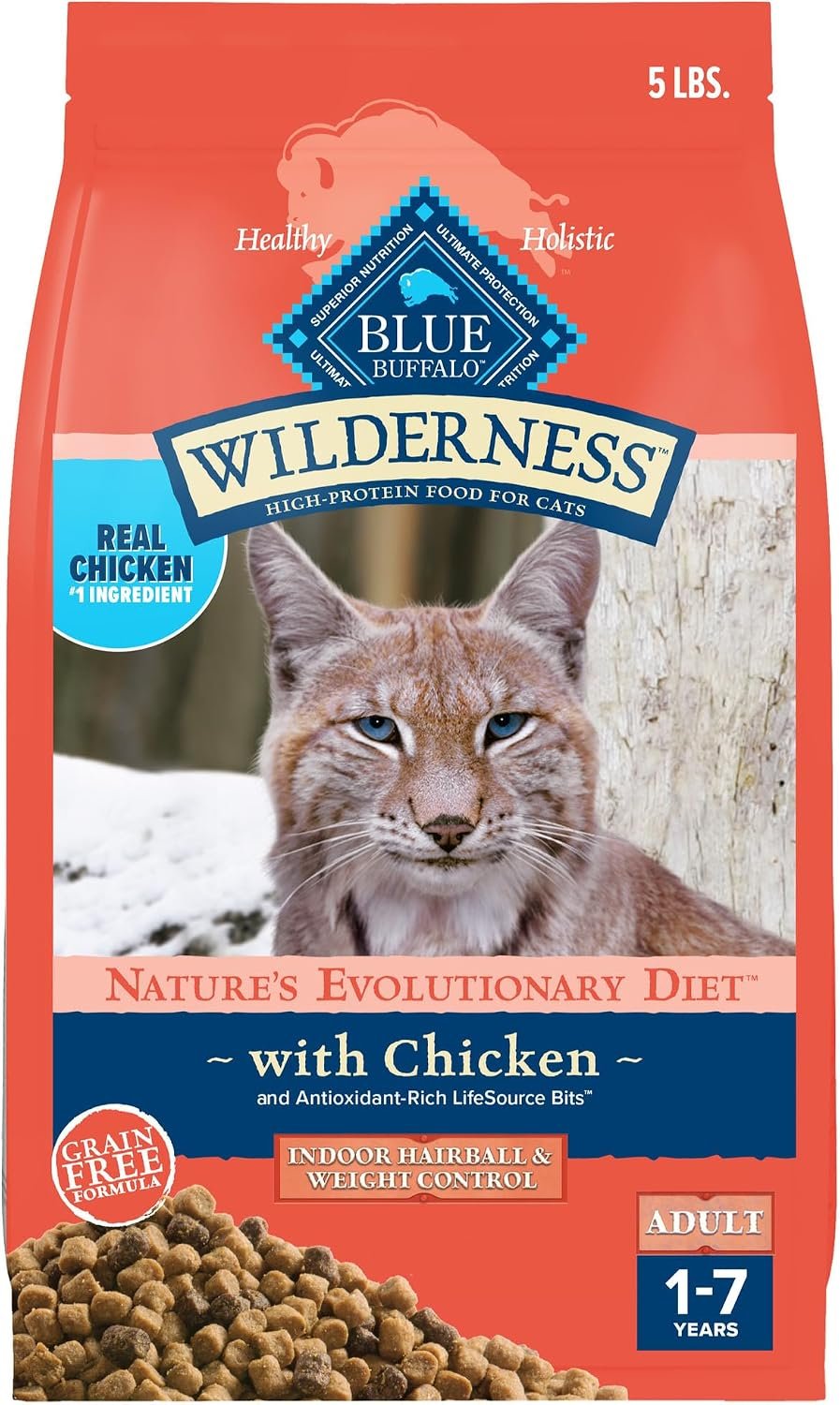 Blue Buffalo Wilderness Indoor Hairball & Weight Control Dry Cat Food, 5 lb
