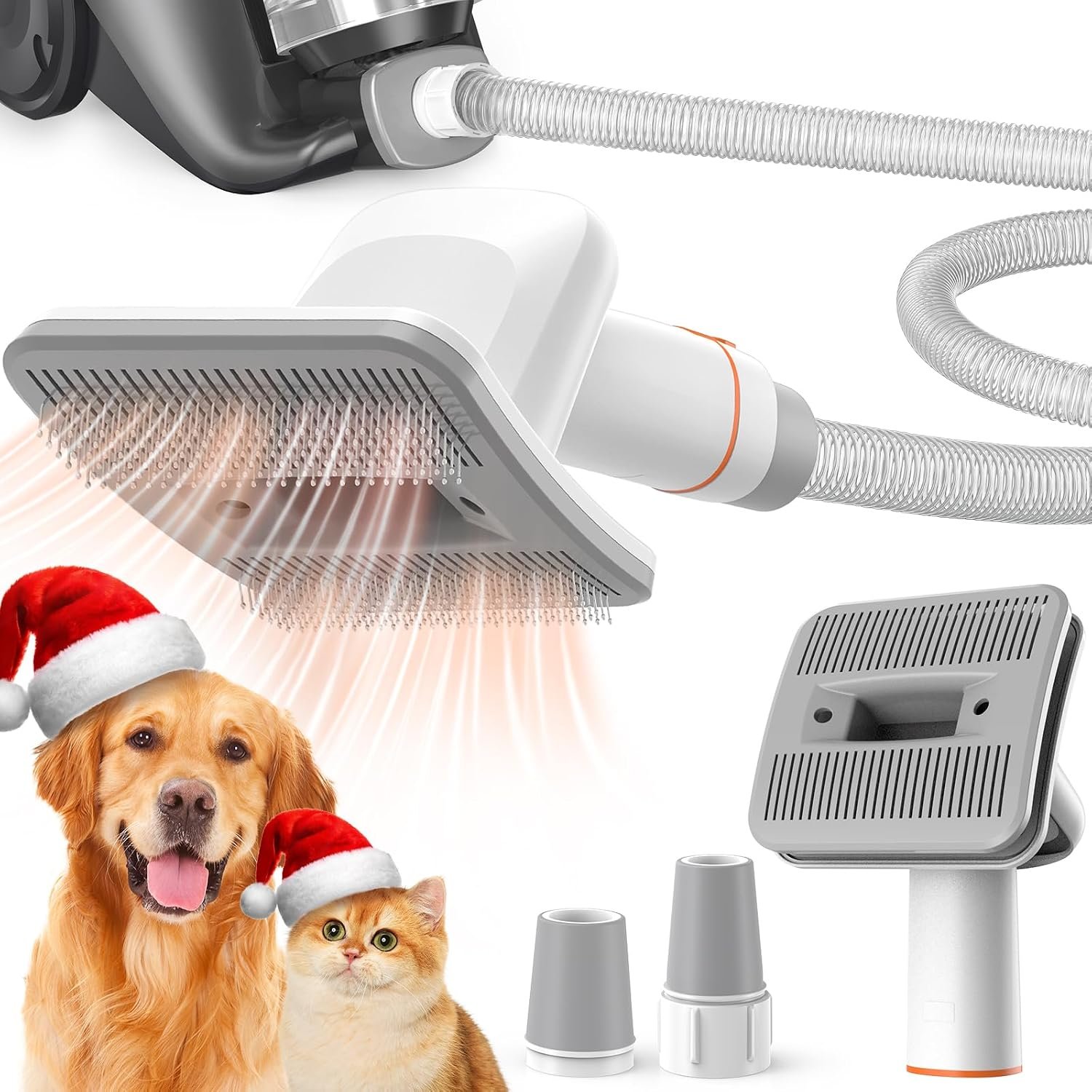 Afloia Dog Brush Vacuum Attachment for Dogs and Cats | Grooming Tool for 1-1.5-Inch Round Ports on Dyson, Bissell, Eureka & Dirt Devil, Hose Included, Vacuum Not Included