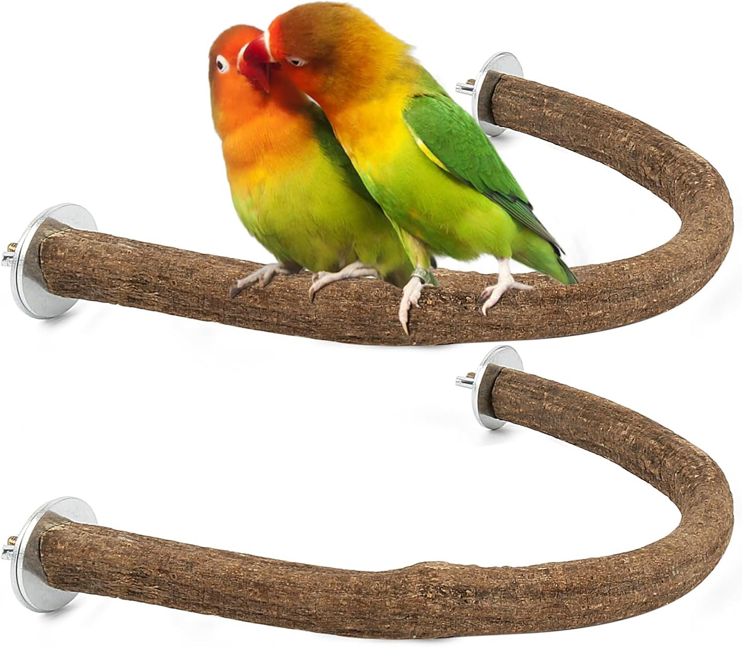Rypet 2PCS Pack Natural Wood Bird Perches for Cage, U-Shaped Bird Perch(S)