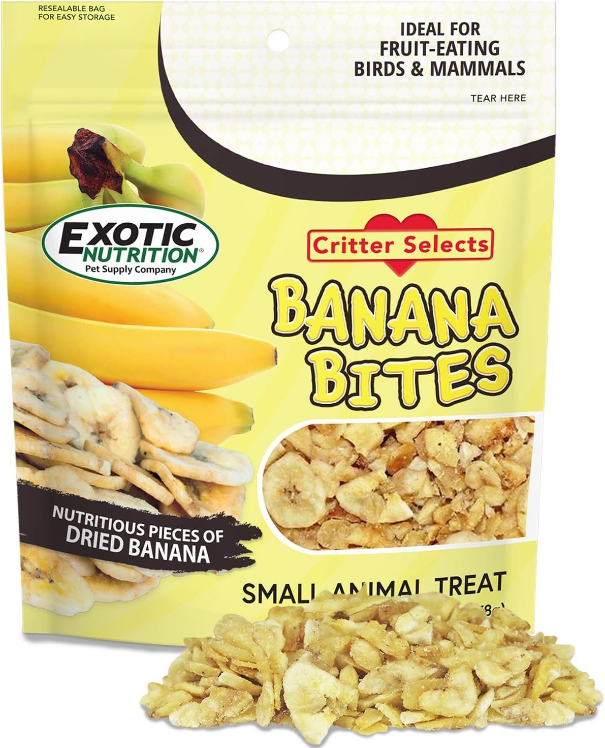 Exotic Nutrition Banana Bites – Healthy Natural Dried Fruit Treat – for Chinchillas, Ferrets, Parrots, Hamsters, Hedgehogs, Guinea Pigs, Rabbits, Prairie Dogs, Degus & Other Small Pets (5.5 Ounce)