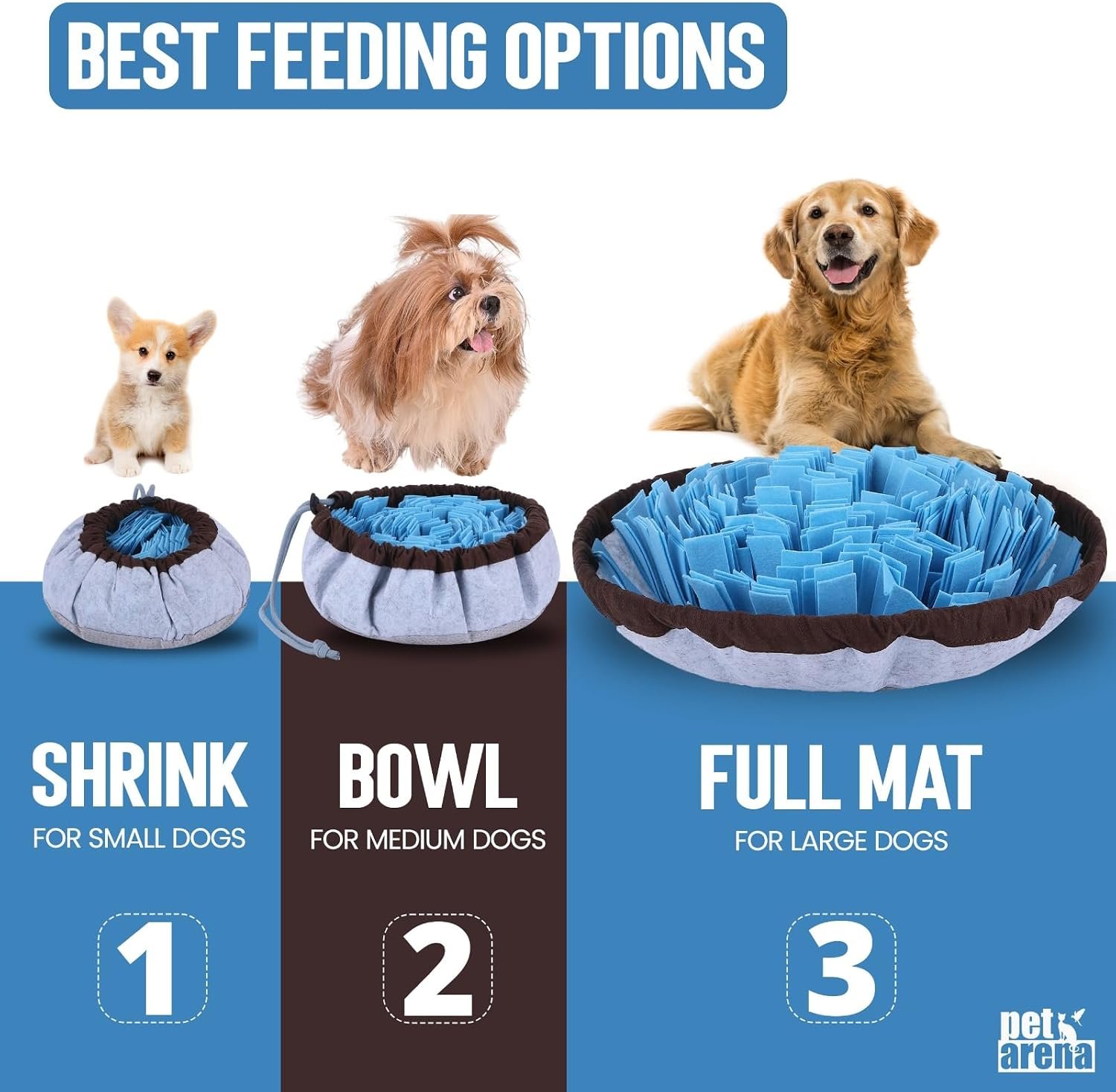PET ARENA Adjustable Snuffle Mat for Dogs Puzzle Feeder Toy | Promotes healthy eating habits, reduces boredom, brain exercise, and provides engaging activity for pets indoors or outdoors