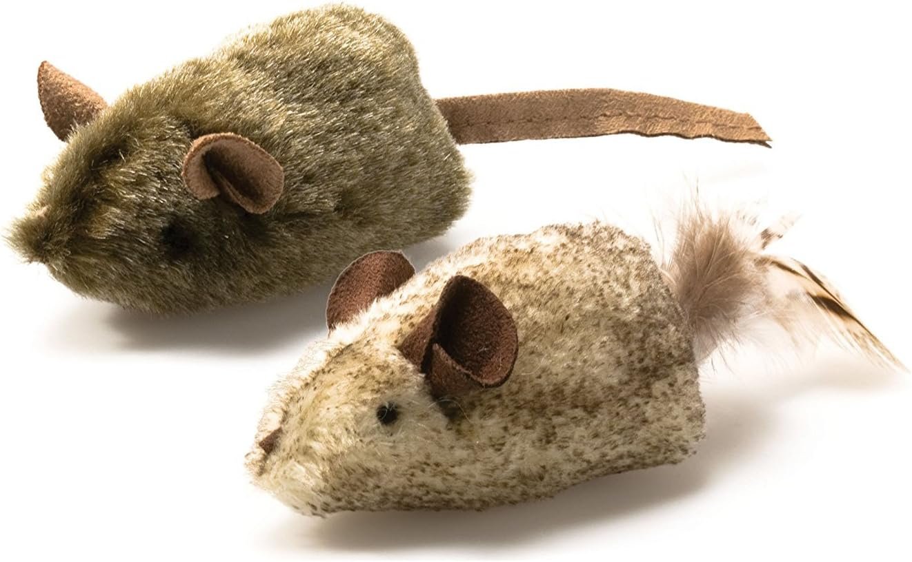 OurPet’s Play-N-Squeak Twice the Mice Cat Toy, 2 Pack, with Catnip Inside | Interactive Catnip Toy with Real Mouse Electronic Sound