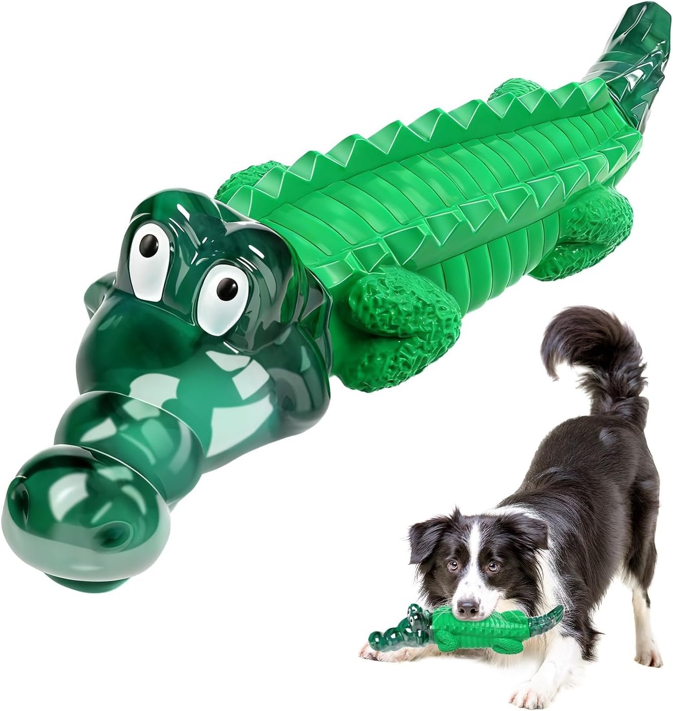 Fuufome Alligator Dog Toys for Aggressive Chewers,Medium Large Breed Dogs | Dental Cleaning, Tough Nylon Rubber Hybrid Structure,Anxiety Relief,Long Daily Indoor Outdoor Chewing Dog Gift