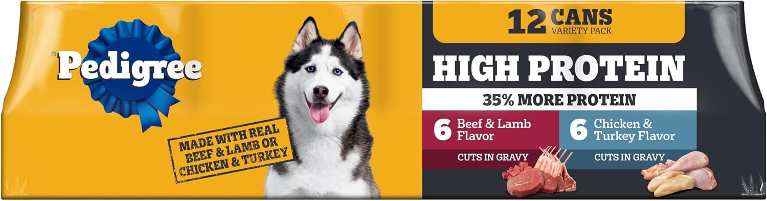 Pedigree High Protein Cuts in Gravy Pack Wet Dog Food, 13.2 oz, 12 Count