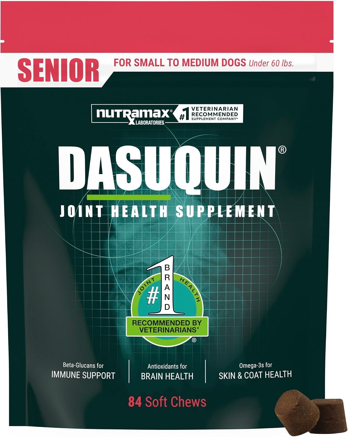 Nutramax Dasuquin Senior Joint Supplement, Small/Med Dogs Soft Chews, 84ct