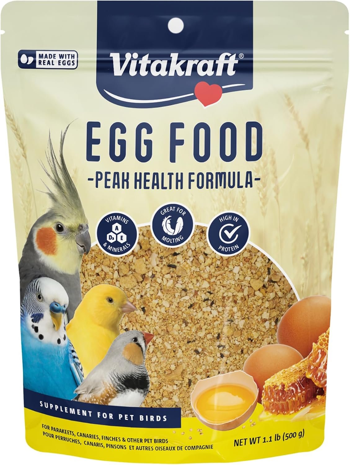 Vitakraft VitaSmart Egg Food for Birds – Daily Supplement for Parrots, Parakeets, Cockatiels, and Canaries – Bird Calcium Supplement 1.1 Pound (Pack of 1)