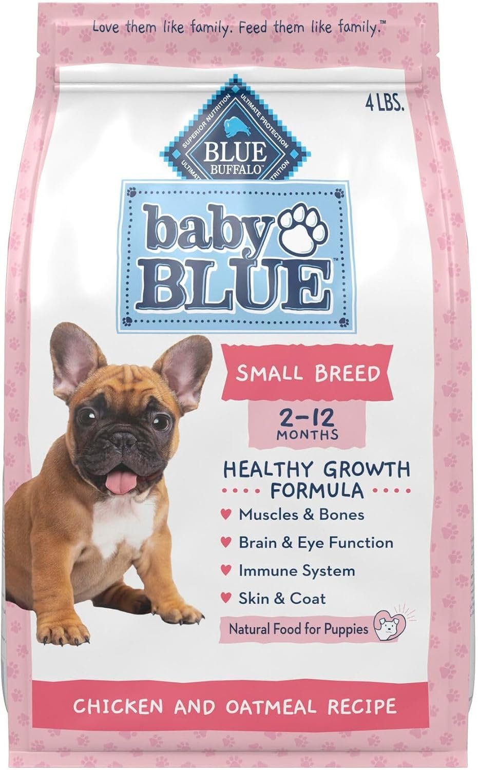 Blue Buffalo Baby BLUE Chicken Small Breed Puppy Natural Dry Dog Food, 4 lb | Chicken & Oatmeal Recipe, DHA for Cognitive Development, Antioxidant-Rich LifeSource Bits