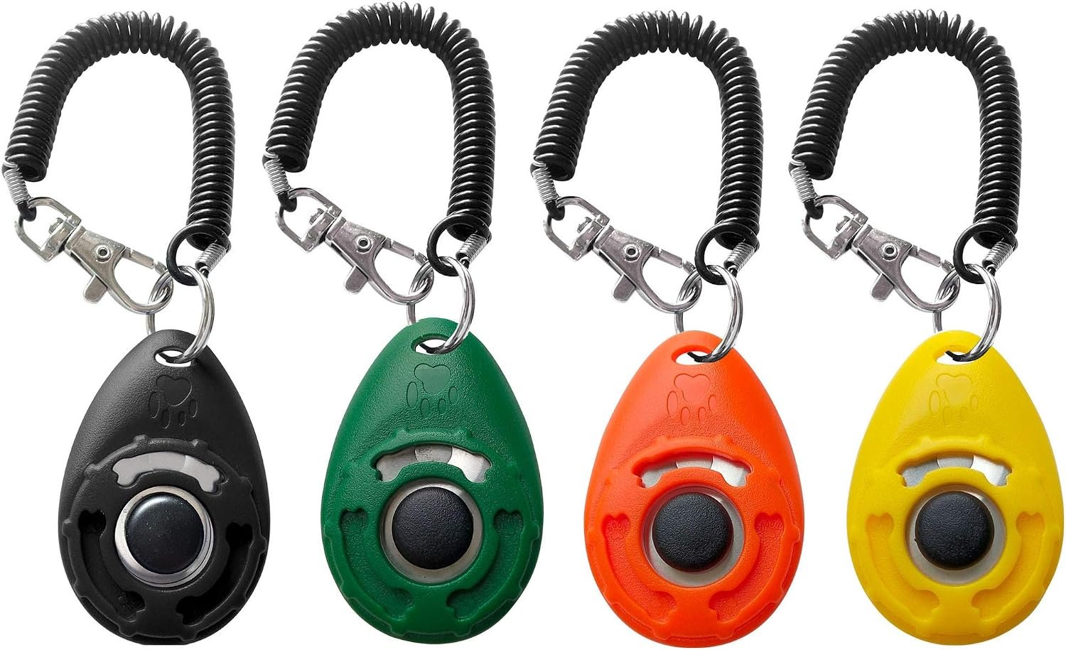 Pet Training Clicker with Wrist Strap – Dog Training Clickers for Puppy, Cat, Potty, Bird, Horse, Pet, Trainer Training Tools, Behavior Aids (Black +Deep Green + Tangerine + Yellow)