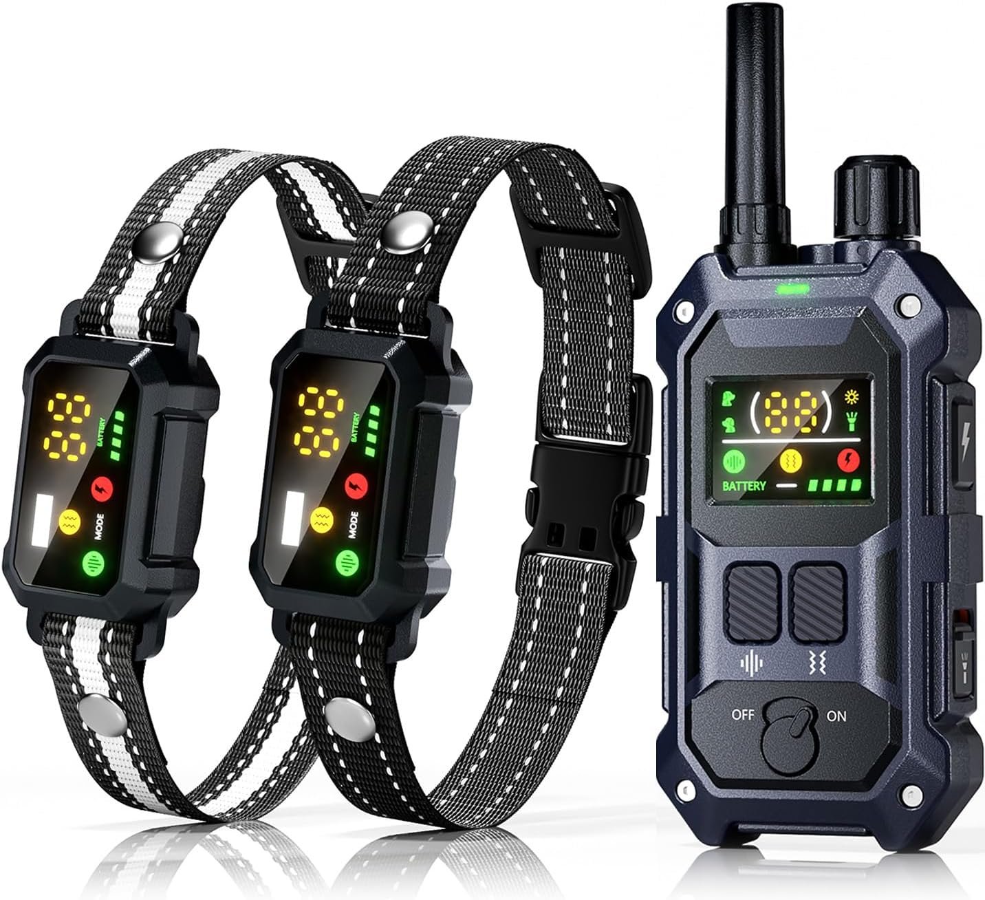 BLACKDOG Military Dog Shock Collar 2 Dogs (5-150lbs) – 4200ft Dog Training Collar with Remote, 4 Training Modes, Flashlight&Strobe, 90-Day Battery, IP67 Waterproof Dog E Collar for All Breeds (Blue)
