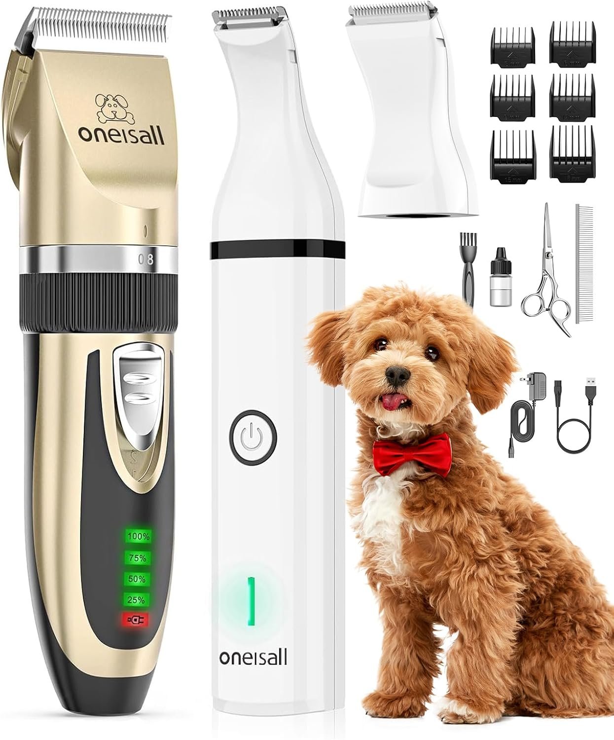 oneisall Dog Clippers and Paw Trimmer Kit for Small Large Dogs Cats